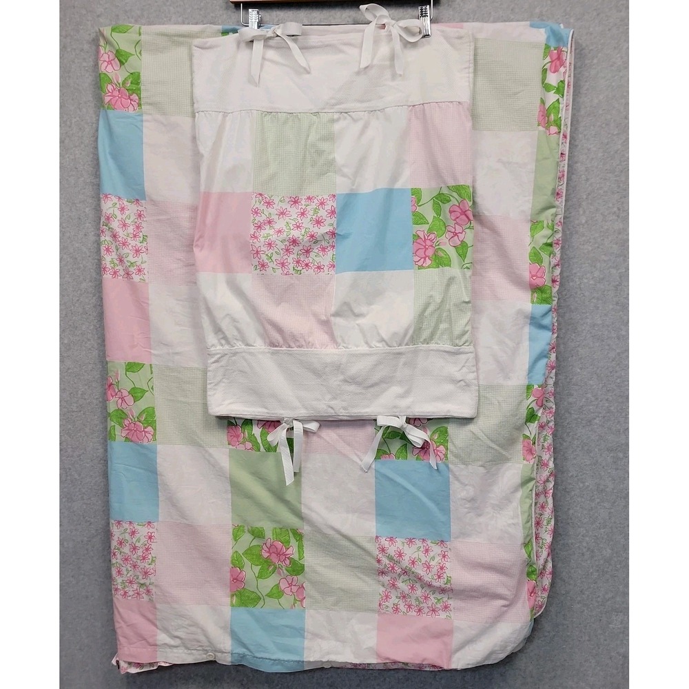 Lilly Pulitzer Perfectly Patched Reversible Twin 60x85 Duvet Cover Matching Sham